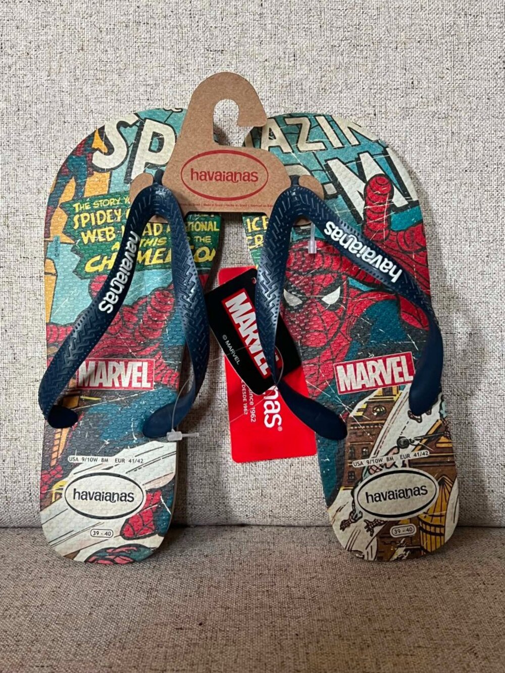 NWT Havaianas Top Marvel Spider-Man Flip Flops 9/10W 8M